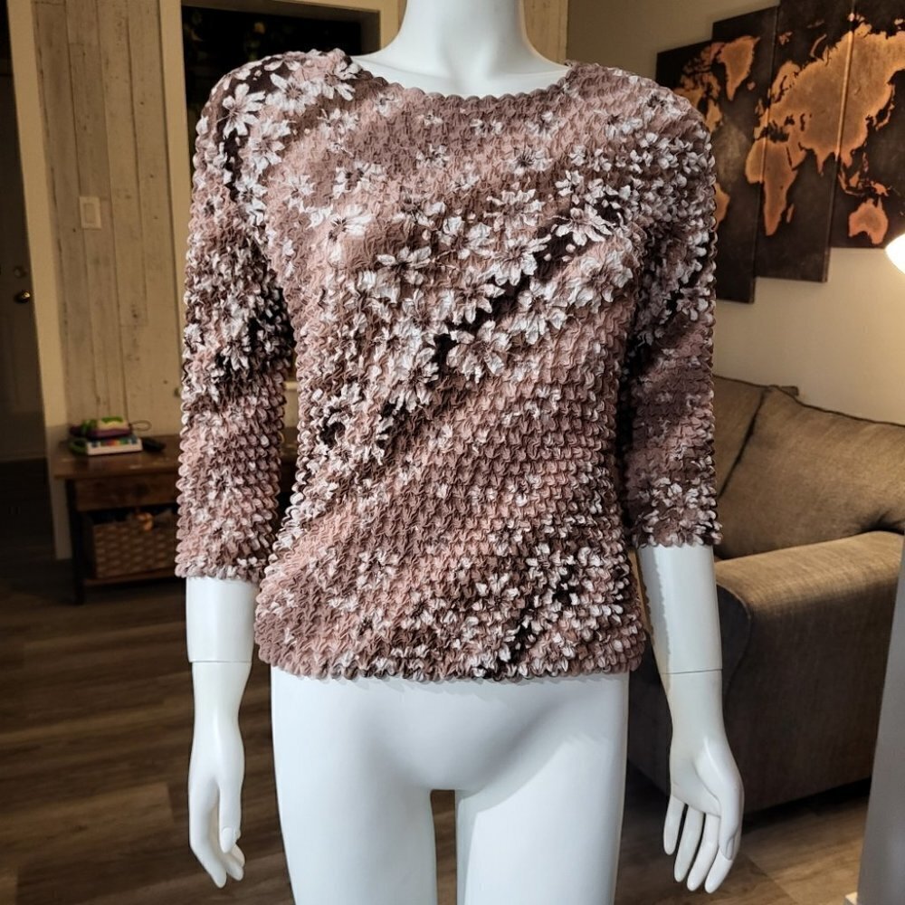 FASIONABLE - Vintage Floral Elegant Stretch 3/4 Long sleeves